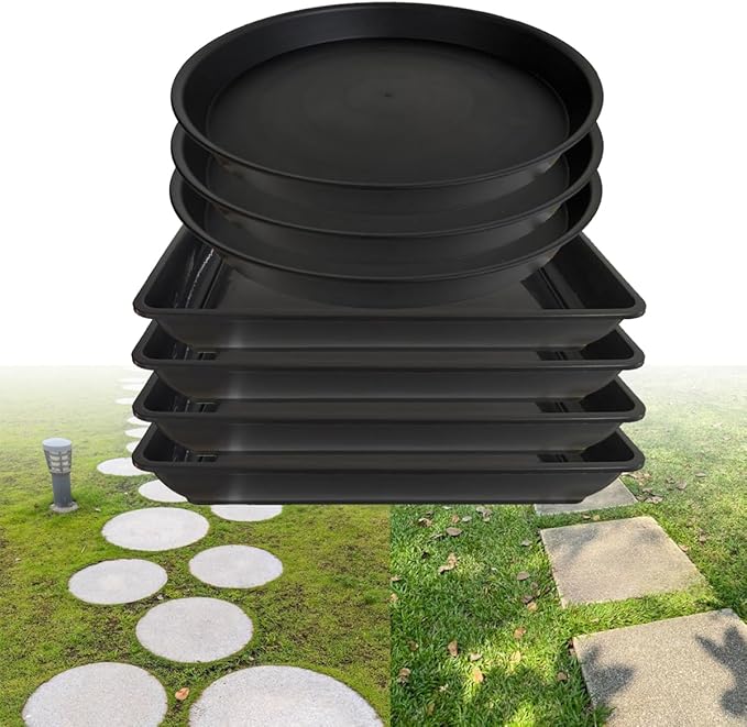 Round Stepping Stone Molds, 7 Pack Cement Paver Mold for Concrete 12.7'' 13.2'' Plastic Brick Concrete Molds and Forms for Walkways Garden Pavement