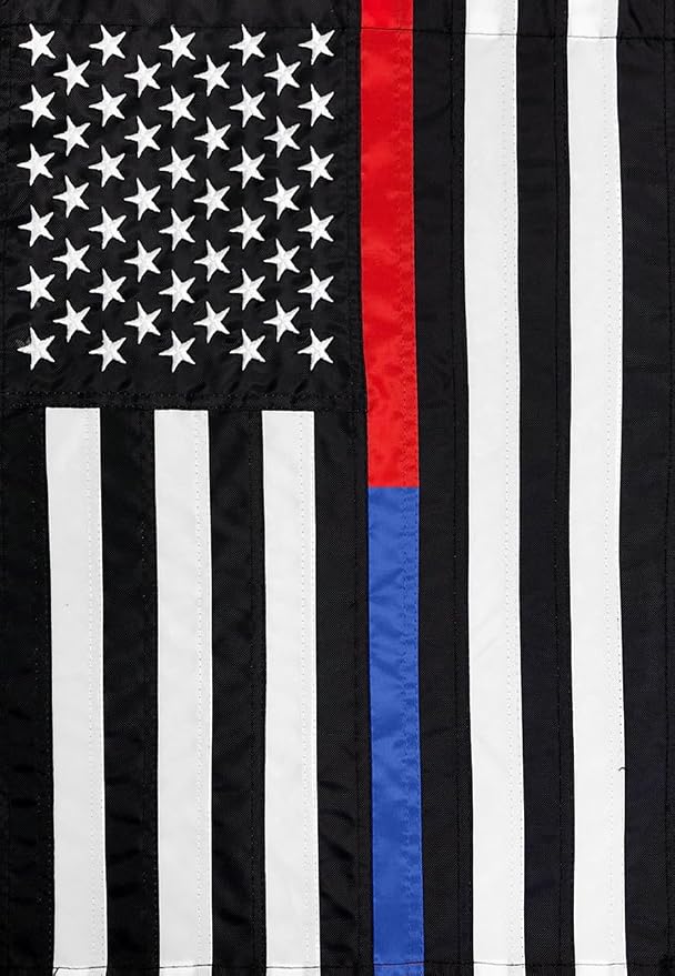 Briarwood Lane Thin Blue & Red Line Embroidered Garden Flag