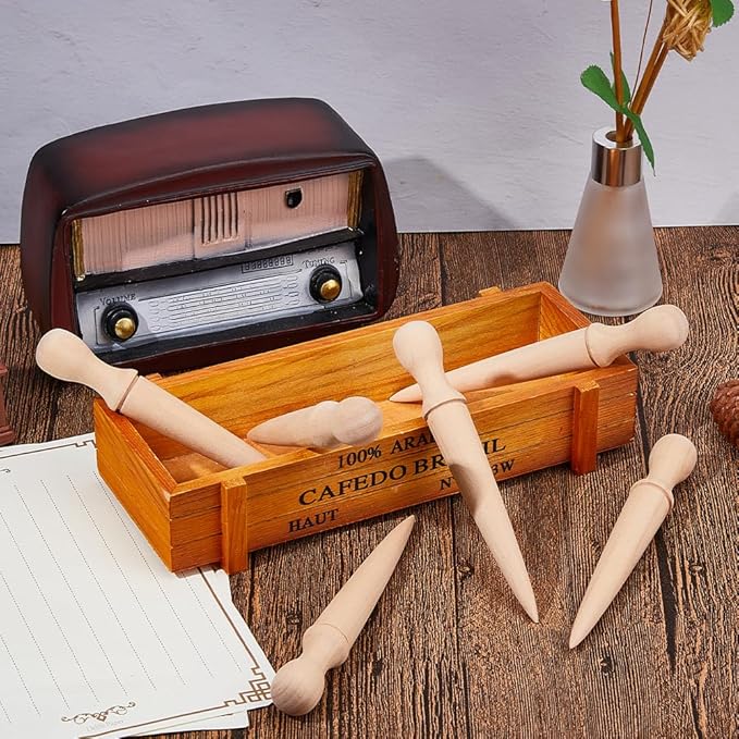 SUPERFINDINGS 6 Pcs Wooden Hole Punch for Seeds Plant Garden Dibber Yard Tool Bulb Planting Digging Kit Wooden Sow Dibbers for Sowing Seeds Wooden Handle Gardening Excavation Assistant