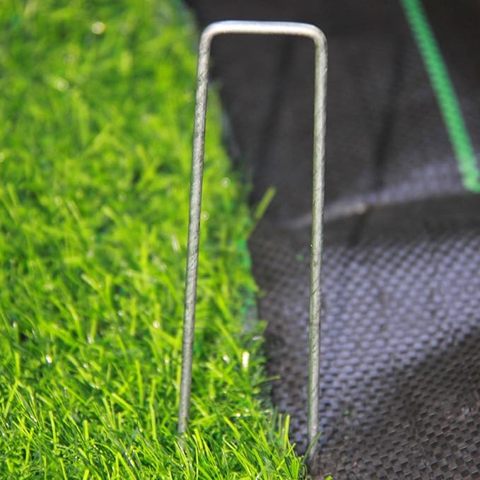 50 Pack 6 Inch 11GA(0.12inch) Landscape Staples Garden Stakes Fence Netting Pins Ground Spikes Sod Cover Fabric Pegs Anti-Rust Galvanized