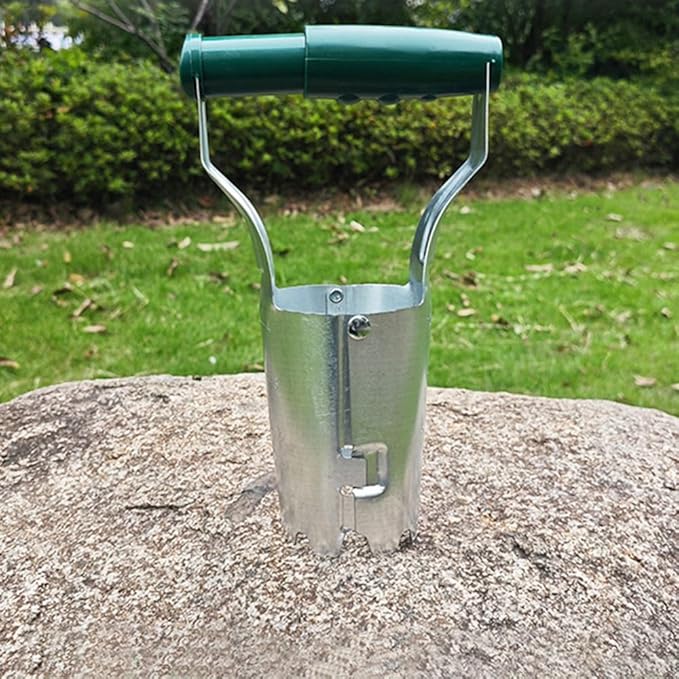 Bulb Planter+Seed Dibber, Dark Green PP Handle, Galvanized Steel, Bulb Planter Tool Length 230mm(9.2"), Dibbler Gardening Tool 11.2", Easy Drilling/Transplanting/Planting