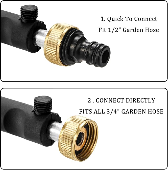 Hbaushun High Pressure Power Washer Wand, Hydro Jet Water Wand Pressure Sprayer,Flexible Garden Watering with 3 Nozzle Universal Hose End,for Car Pet Window Patio Gutter Cleaning Black