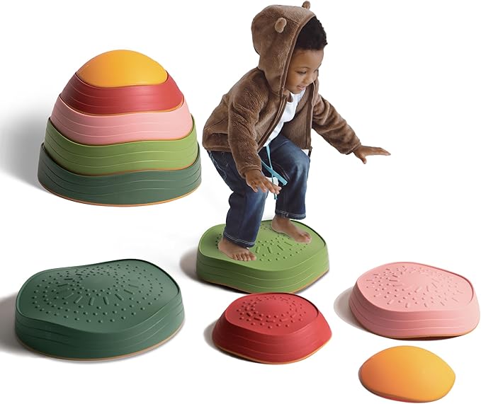 makarci Balance stepping stones for kids, non-slip toddlers sensory toys outdoor or indoor play, promoting motor skills and confidence,Coordination Toys for children age 3 4 5 6 7+（forest）