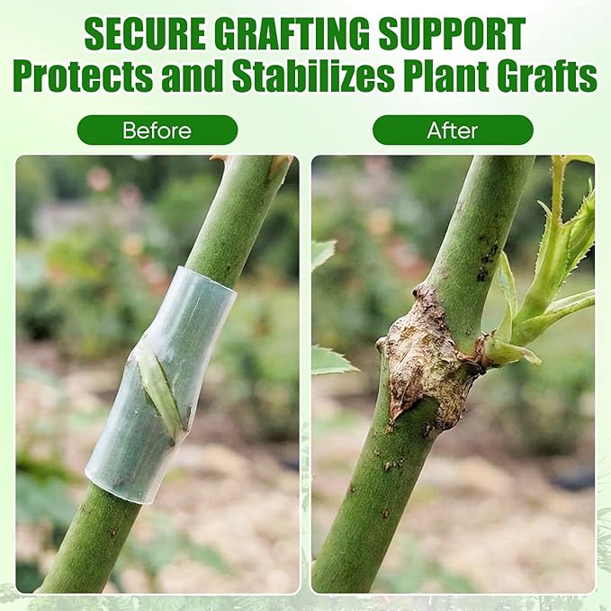 200 PCS Silicone Grafting Sleeves for Fruit Trees, High-Elastic Thin-Walled Grafting Tubes, Professional Plant Grafting Tape for Plants, Broken Stem, Floral, Random Size Combination of 3–7.5mm