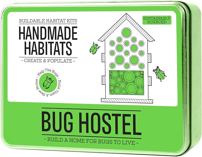 Gift Republic Handmade Habitats Personalised Bug Hostel Kit with 6-Pack Colouring Wooden Pencils, Multicolour