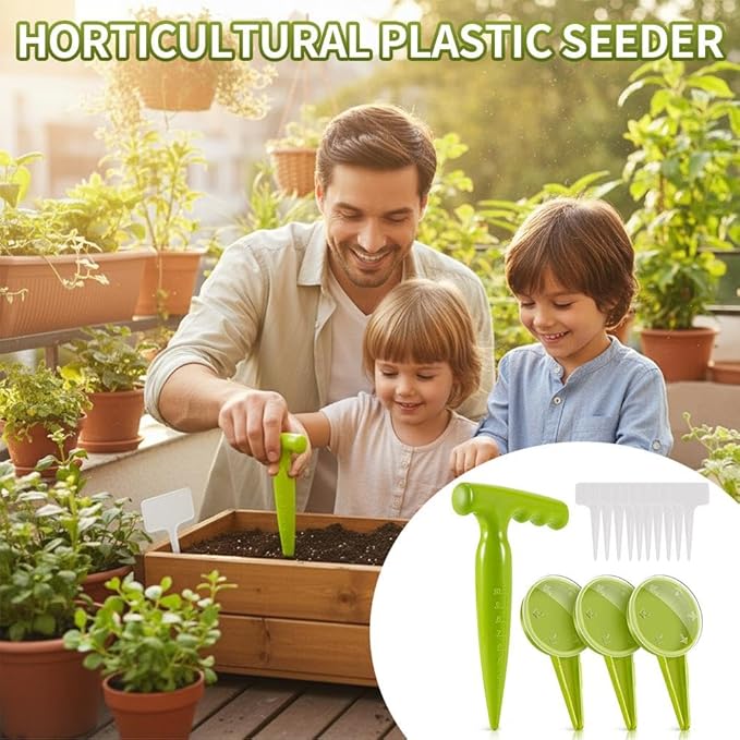 Sowing Seed Dispenser Hand Tool, Handheld Garden Seeder Sower Planter with Handle, Plastic Seed Dibbler for Sowing Seeds, Planting, Bulbs, Digging (setA 1set)
