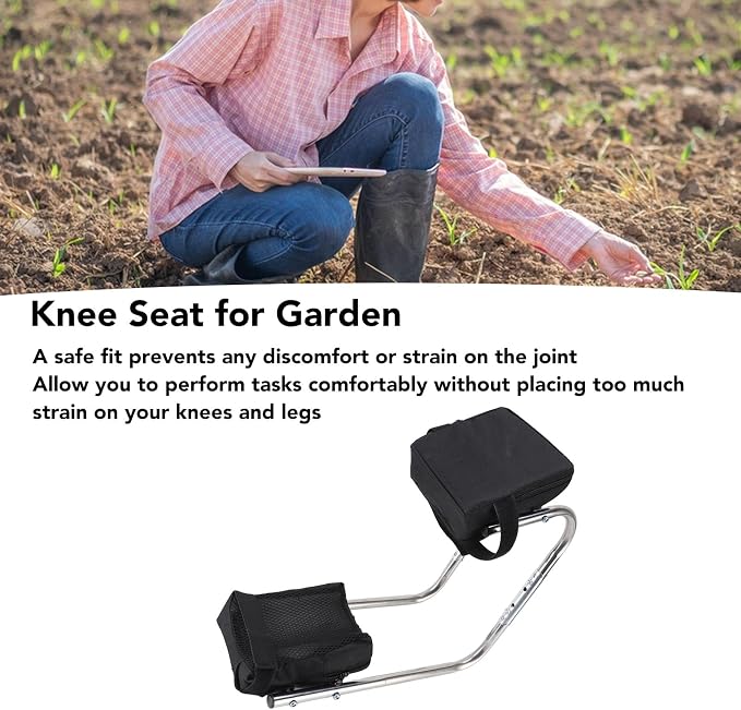 Ergonomic Knee Seat, Kneeler Seat for Gardening Farm Work - Optimal Knee Protection, Ankle Support, Thick Kneeling Pad & Stainless Steel