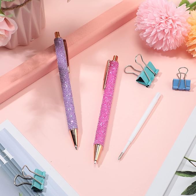 Epakh 2 Pieces Weeding Pen Vinyl Pen Pin Weeding Tool Fine Point Glitter Metal Vinyl Air Release or Car Puncturing Installation Retractable Craft Tool for DIY(Purple, Rose)