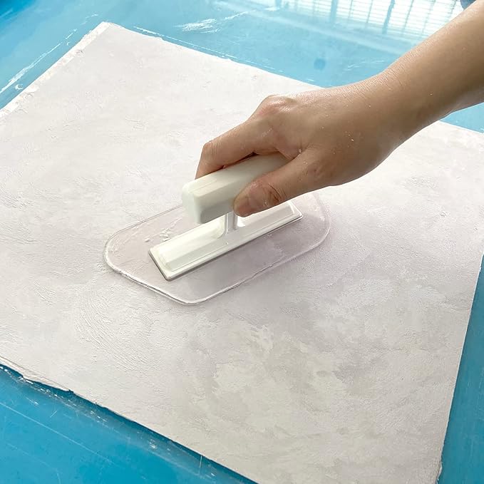 Hanroy Polygon Plastic Trowel with White Comfortable Grip Handle, Includes 3.4" x 7'' Plastic Finishing Trowels, Lightweight Mounting, Round End, Suitable for Scrape,Plastering and Paint Walls(D1159)