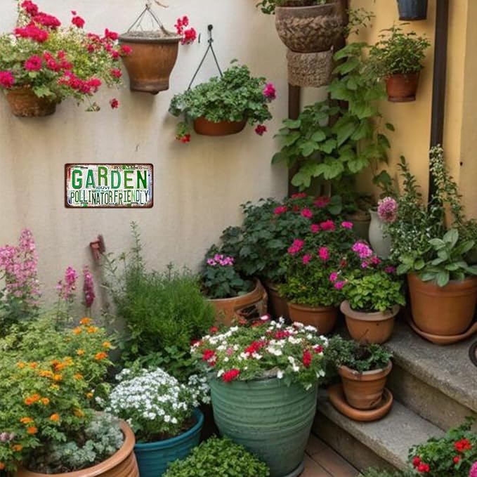 Vintage Garden Metal Tin Sign License Plate Wall Decor for Garden Lover 12 x 6 Inches - magic grows here