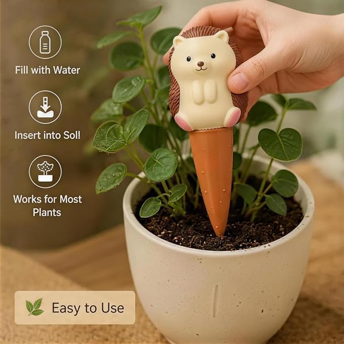 Terracotta Watering Spikes, Self Watering Globes Cute Animal Design Plant Waterers, Automatic Irrigation Stakes for Indoor & Outdoor Plants