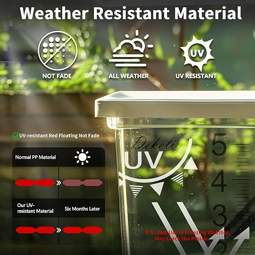 Waterfall Rain Gauge Outdoor with Clear Scale,Accurate 5-Inch Rain Gauges with Large Numerals &Easy-Read Red Float,Weather Resistant Outdoor Rain Gauge for Yard,Garden,Lawn,Deck,Fence