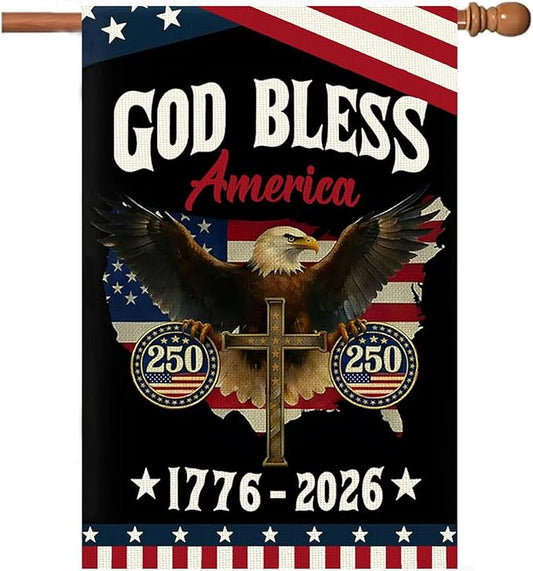 250 Anniversary Usa Garden Flags for Outside, 250 Anniversary USA Flag 1776-2026 God Bless America Commemorative Patriotic Banner with Eagle Design Yard Sign 4th of July Decorations Double-Sided Waterproof 250 Year American Flag 28x40 Inch