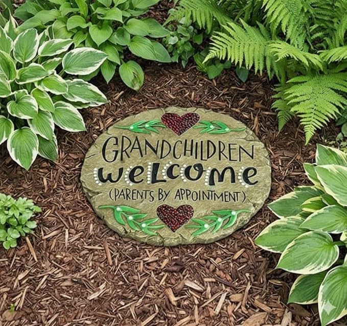 Carson Home Accents Beadworks Grandchildren Welcome Garden Stone ,Resin(10154)