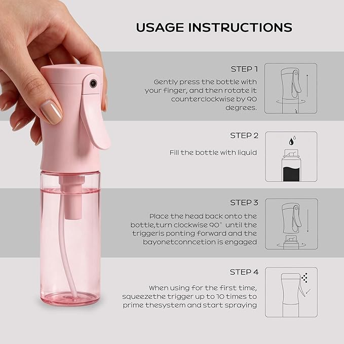 Spray Bottle for Hair, 2 Pack 95ml Small Continuous Water Mist Spray Bottle, Ultra Fine Mist for Face, Hairstyling, Salon, Cleaning, Toners, Hydration & Makeup, Travel Size Leak-Proof Bottles Pink