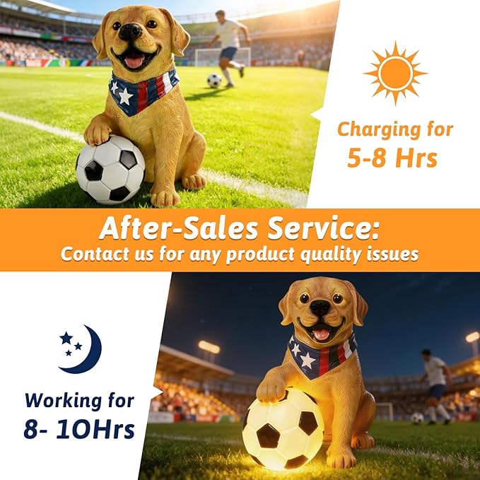World Cup 2026 Decor, World Cup Gifts for Sports Fans, Solar Outdoor Garden Statues Lights, Dog Sculpture Garden Decor, Unique Housewarming & Yard Decoration Gifts for Women, Men, Daughter