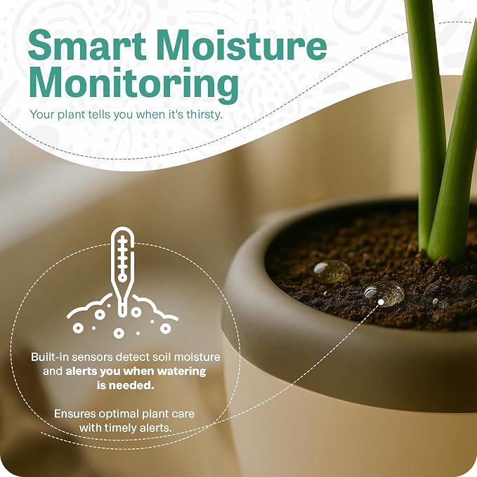 Smart Robotic Planter for 4” Potted Plants- Pure Ivory White | Interactive Moving & Dancing Flowerpot with Bluetooth Speaker | Touch Responsive for Real Indoor Plants | Custom Voice Record