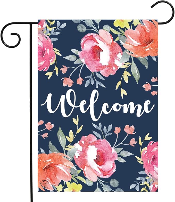 Briarwood Lane Watercolor Floral Spring Garden Flag Welcome Flowers 12.5" x 18"