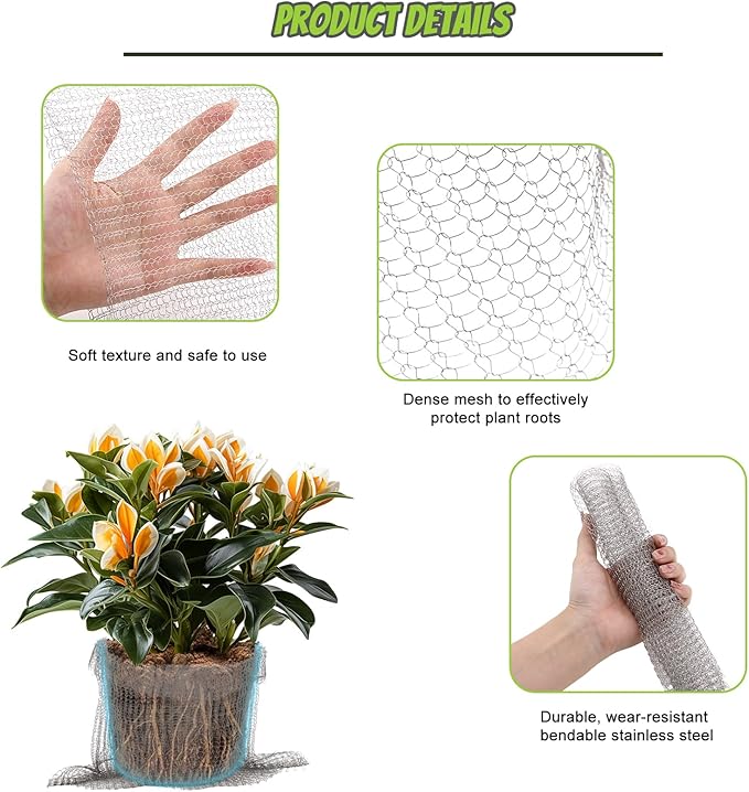 16 Pcs Root Guard Gopher Proof Stainless Wire Steel Baskets, 1 Gallon Broad Gophers Moles Voles Mesh Baskets Protect Plant Roots Tubers Trees Flowers Crops (16 Pcs 1 Gallon Broad)
