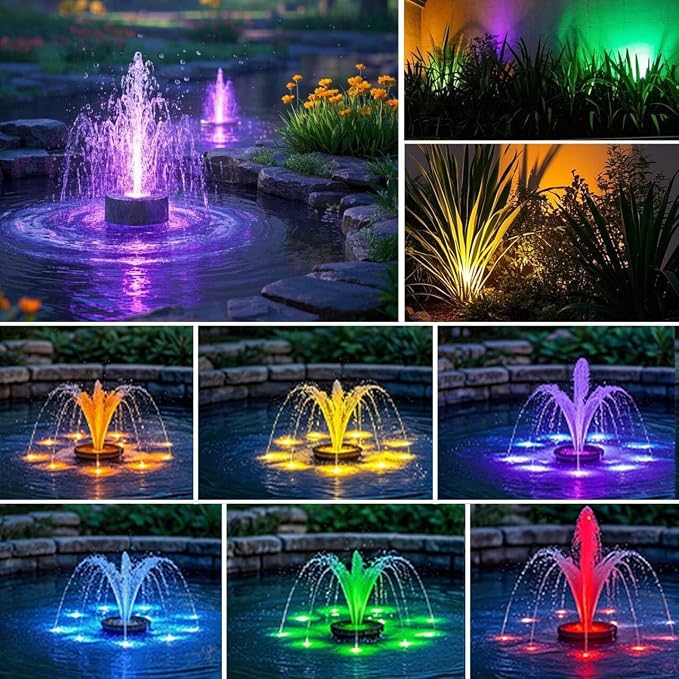 Pond Lights Colored with Timer Submersible Fountain Lights, 5 Lights | Weighted, IP68 Waterproof, Dimmable, Outdoor, Underwater, Color Changing, Landscape Lights, Memory