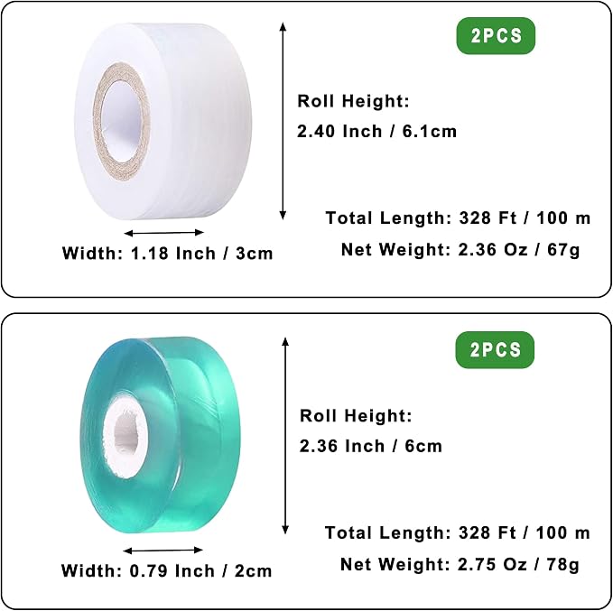 4 Pcs Grafting Tape for Fruit Trees,Garden Plant Nursery Tape Stretchable Self Adhesive Membrane Clear Floristry Film,Plant Repair Budding Tape