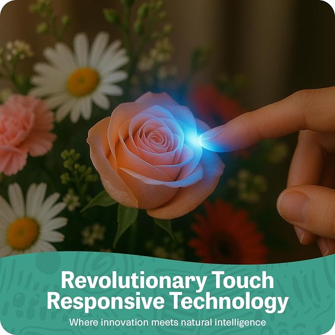 Interactive Robotic Vase for Flower Bouquets - Rustic Sand Speckled| Bluetooth Capable, Touch Sensitive Floral Holder | Record a Message for Mother's Day, Birthdays and More| 6x8.5 Inches