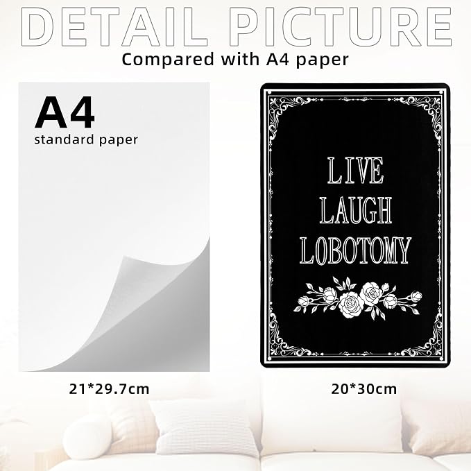 LIVE LAUGH LOBOTOMY Sign Decorative Signs Chic Gothic Metal Signs for Outdoor Yard Signs or Indoor Home Room Wall Decor (Color02)