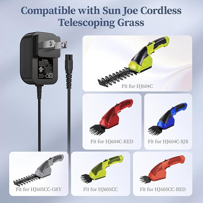 9V AC Adapter for Snow Joe for Sun Joe HJ604C HJ605CC 7.2V Cordless Grass Shear Hedge Trimmer Charger for HJ605CC-GRY HJ605CC-RED HJ604C-SJB HJ604C-CHRG Battery Charger Power Supply