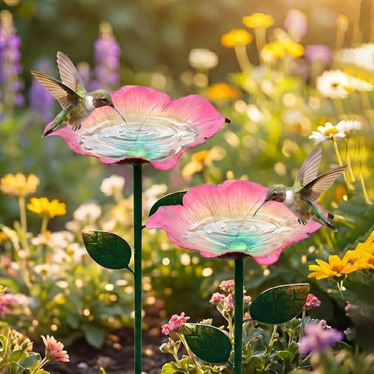 AIIONP Handmade Metal Flower Garden Stake, 2026 New Outdoor Garden Decor, Weather-Resistant Decorative Yard Art for Backyard, Artistic Metal Flower Stake for Garden Enthusiasts (2, Red)