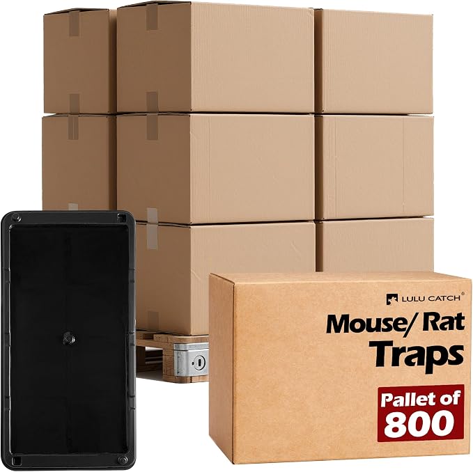 LULUCATCH Sticky Mouse Trap, 800 Pack Large Glue Traps, Pre-Baited Heavy Duty Non-Toxic Bulk Glue Boards Mouse Traps Indoor for Mice, Snakes, Rat, Insects, Cockroaches & Spiders, Pet Safe Easy to Use