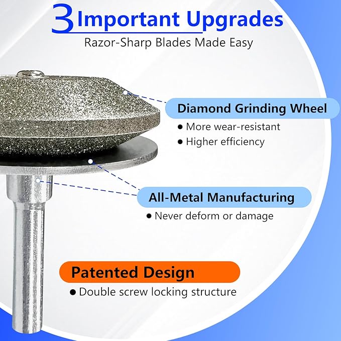 Diamond Lawn Mower Blade Sharpener, All-Metal Construction, for Any Power Hand Drill (100 Grit)