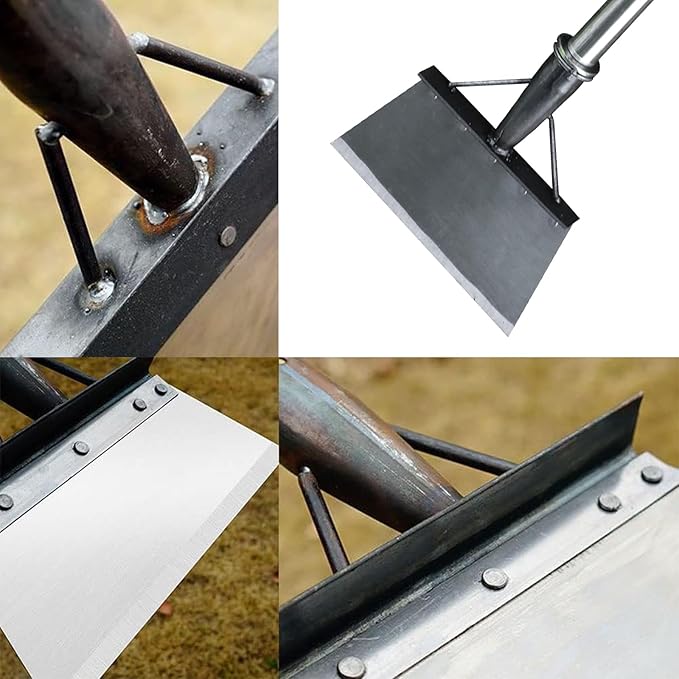 Garden Flat Shovel,Floor Scraper, Heavy Duty Multifunctional Garden Cleaning Shovel with 56.5" Adjustable Long Handle for Sidewalk Scraping, Weeding, Digging, Snow Removal