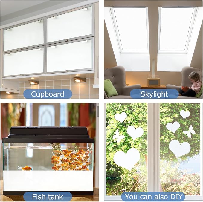 HIDBEA Frosted Window Privacy Film - Non Adhesive Static Cling Glass Stickers Sun UV Blocking Heat Control Door Covering Decals for Home Office(35.4 x 196.8 Inch, Frosted White)