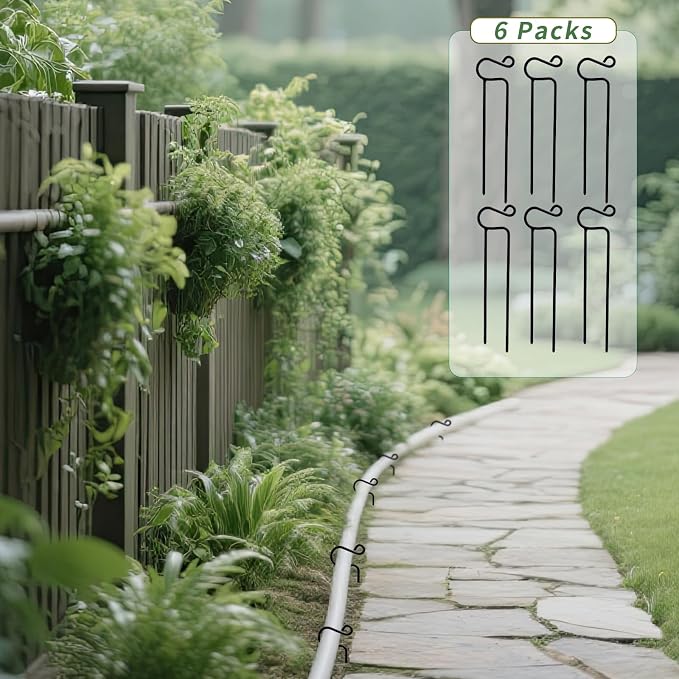 6 PCS Hose Guides for Garden, Hose Guards for Flower Beds, Heavy Duty Steel Hose Guide Stakes for Plant Protection, Garden Hose Mounting Direction for Lawn & Yard Outside