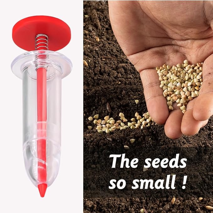 6Pcs Mini Sowing Seed Dispenser,Planter Tool, Handheld Seed Planter, Seed Sower Tool, Garden Seed Planter,Small Seed Spreader with Seedlings Dibber Widger for Spreaders Gardening and Lawn Care