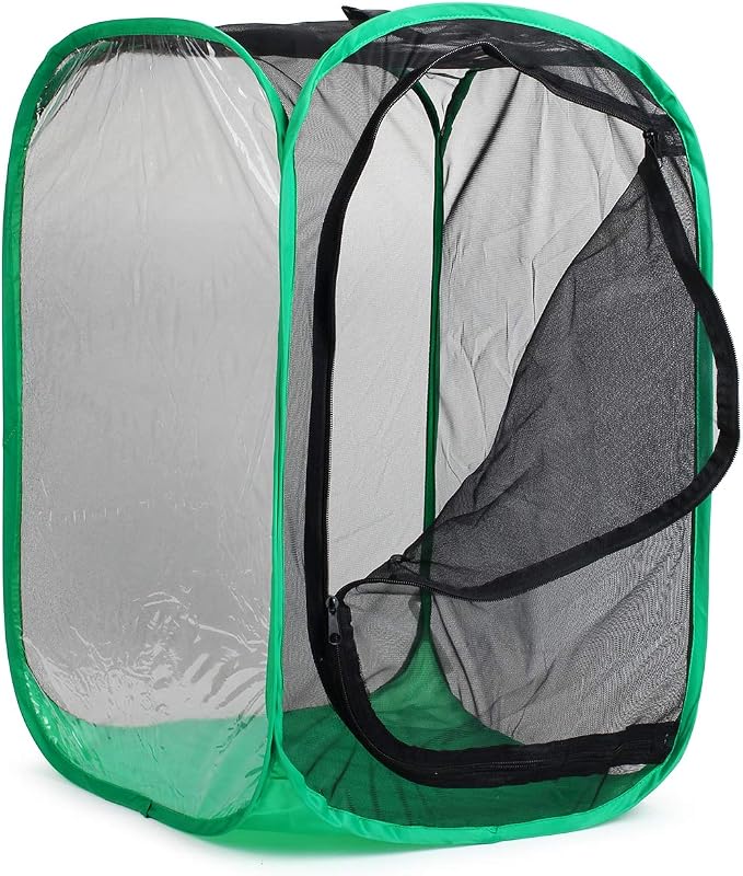 RESTCLOUD 36" Large Monarch Butterfly Habitat, Giant Collapsible Insect Mesh Cage Terrarium Pop-up 24 x 24 x 36 Inches