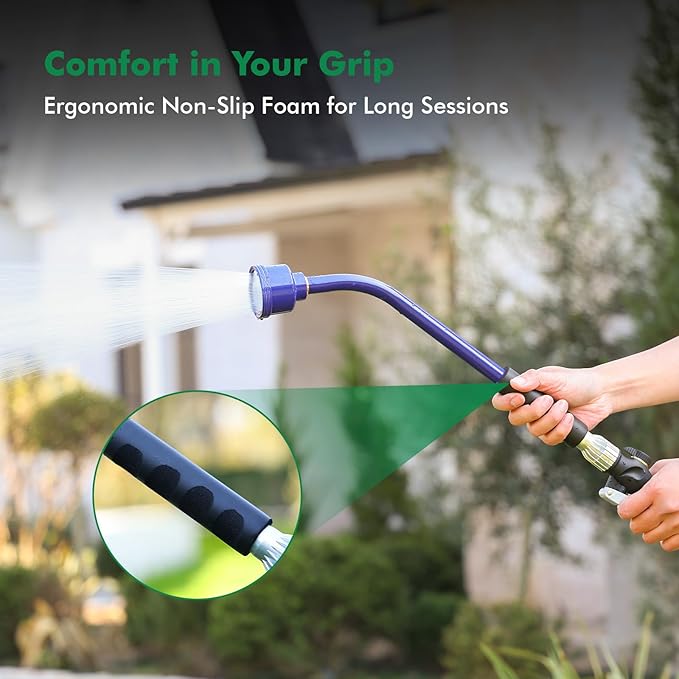RESTMO Heavy Duty Full Metal 24 Inches Watering Wand, Gentle Soft Full Shower Sprayer Wand with Lockable Front Trigger, Hose Wand for Hanging Baskets, Shrubs, Plants, Flowers, Garden and Lawn, Purple