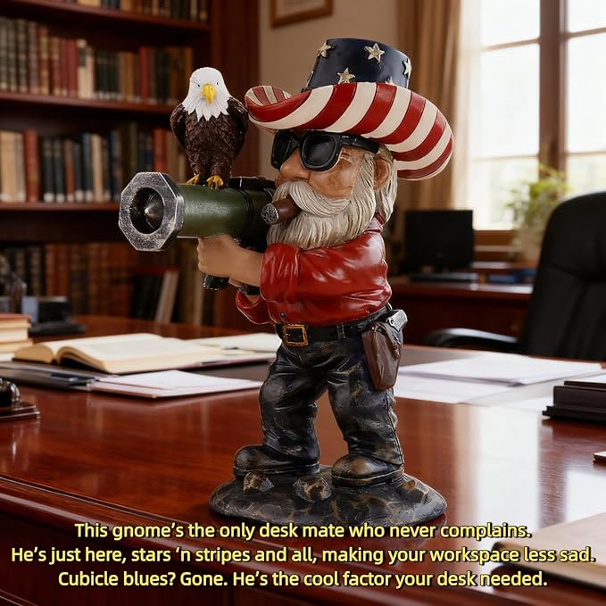 Patriotic Gnomes, Military gnome,gnome,4th of July/Army/Armed Gnomes Fighting, for Men,USA, Military Gifts,Veteran Gifts,Desk Decor for Men,Mens Office Decor 001