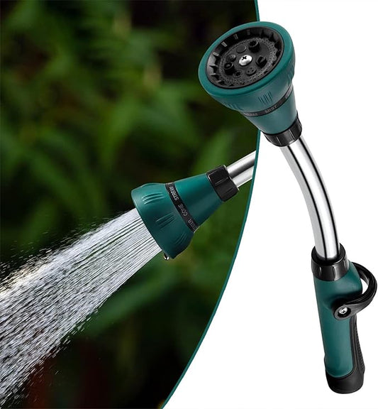 Alloy Watering Wand, Heavy Duty Garden Hose Wand, 15 Inch Hose Nozzle Sprayer with 8 Spray Patterns and Flow Control