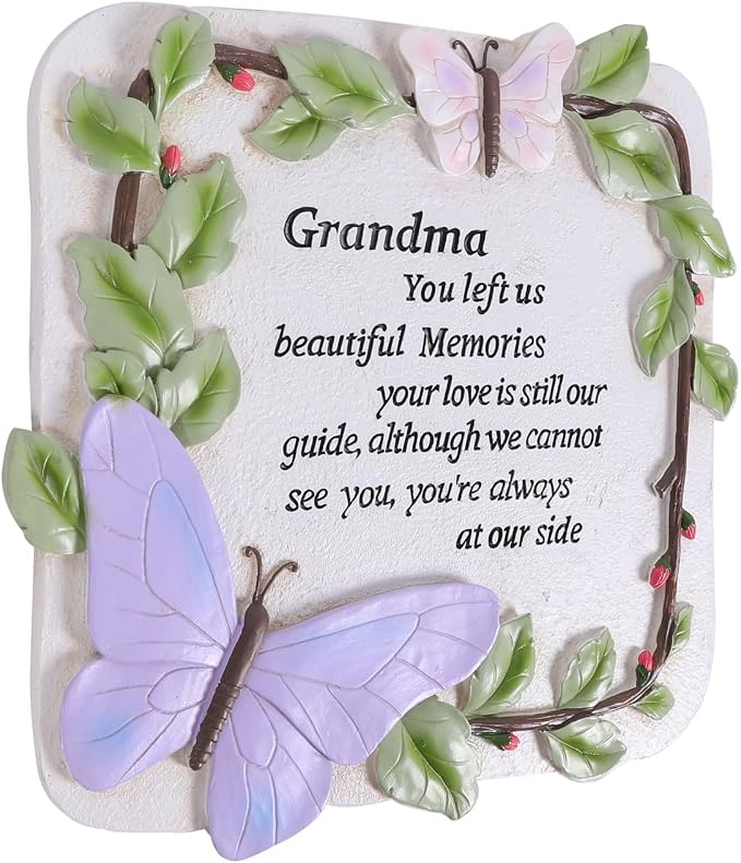 10 Inch Resin Memorial Garden Stone, Outdoor Decor, Sympathy Garden Marker, Sympathy Gift for Loss of Mom, Remembrance of Beloved Mather (Grandma)