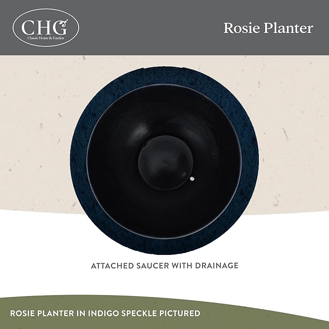 Classic Home and Garden by Growscape Rosie Modern Planter w/Drainage - Contemporary Planter Bowls - Shallow Round Vases for Small Plants - Versatile Indoor & Outdoor Pots (10” Weathered Copper)
