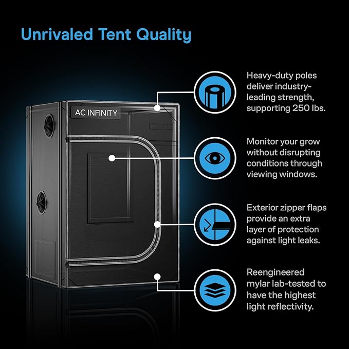 AC Infinity CLOUDLAB Advance Propagation Grow Tent, 2000D Diamond Mylar Canvas, Vertical or Horizontal Orientation Mini Tent for Germination, Cloning, Mushrooms, Early Indoor Plant Growing