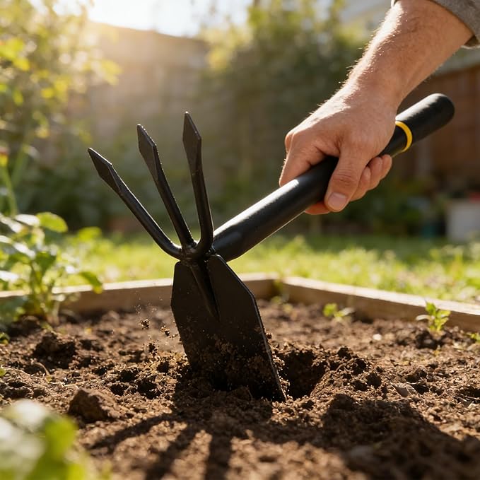Hoe and Cultivator, Hoe Garden Tool, Hand Hoe Cultivator Garden Tool, Thickened Manganese Steel, Garden Hoe for Weeding, Planting, Loosening Soil, Digging，No Assembly Required