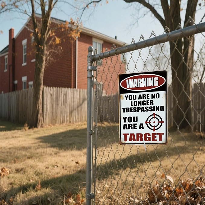 Funny No Trespassing Metal Signs Private Property,Warning You Are No Longer Trespassing,You Are a Target,8 X 12 Inches