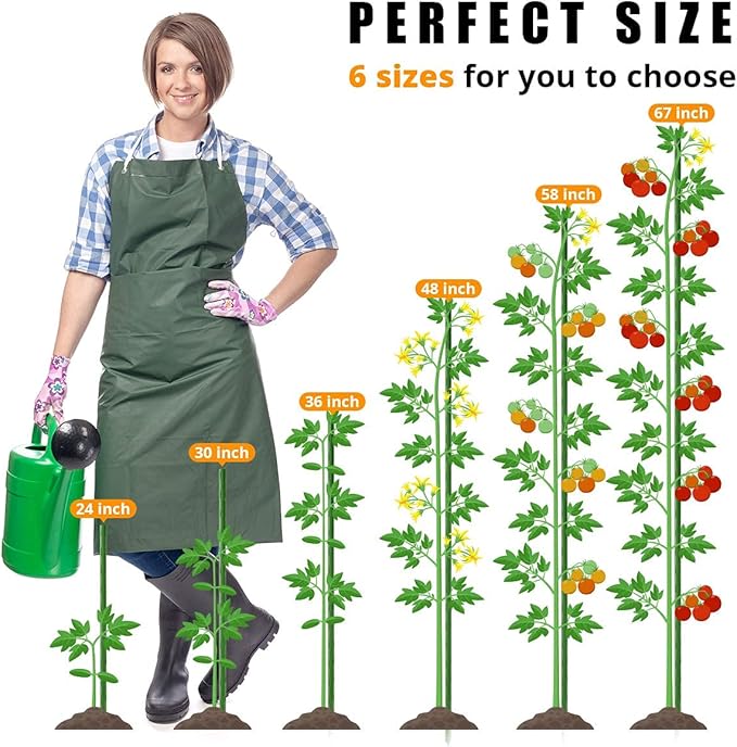 LAVEVE Garden Stakes 36 Inches Heavy Duty Steel Tomato Stake, Plastic Coated Support for Securing Trees, Climbing Plants, Cucumber, Beans, Pack of 20
