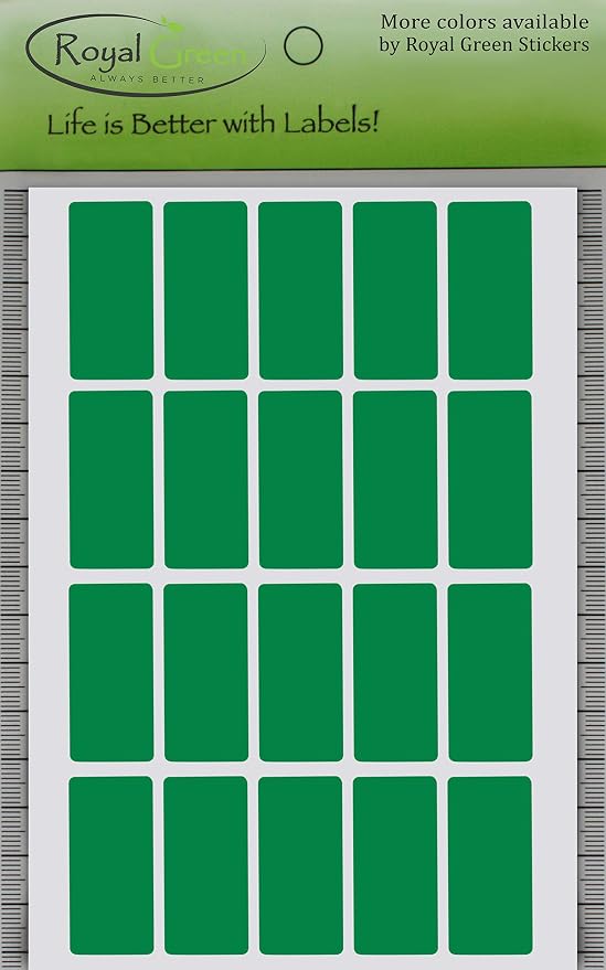 Royal Green Label Badge Stickers for Kids 1.57inch x 0.75 inch Rectangular Labels in Green (40mm x 19) - 100 Pack