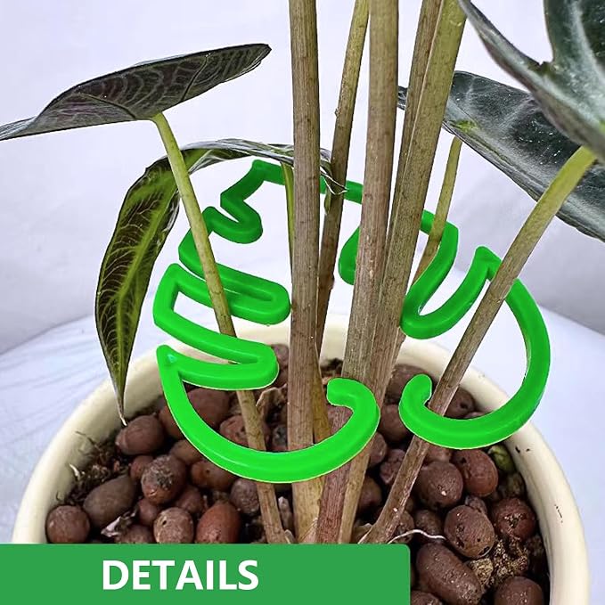 2PACKS Unique & Aesthetic Monstera Leaf Shape Grapple Plant Support, Grappler Rings, Plant Support Monstera with Ties, Keeps Plants Tame & Growing Vertical (Black)