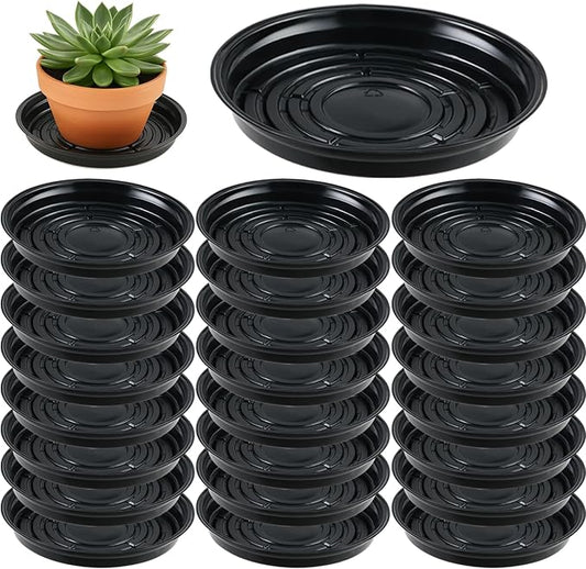 20 Packs 8 Inches Black Plant Saucers for Indoor Outdoor Use Heavy Duty Plastic Plant Trays for Planter Bulk Flower Pot Drip Trays to Catch Water, 4 to 20 Inch