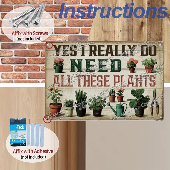Vintage Garden Sign – 'Yes I Really Do Need All These Plants' | 12x8″ Funny Metal Garden Decor for Outside, Gardening Gifts for Women & Mom, Plant Lover Gifts, 2684