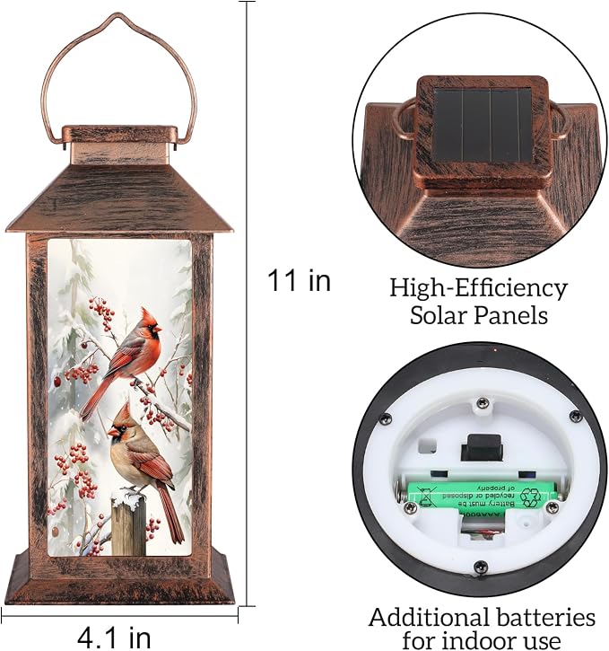 Solar Lanterns for Garden Decor, Waterproof Design Solar LED Hanging Lights for Yard, Patio, Lawn, and Porch, Gifts for Mom, Grandma(Snow Scene)